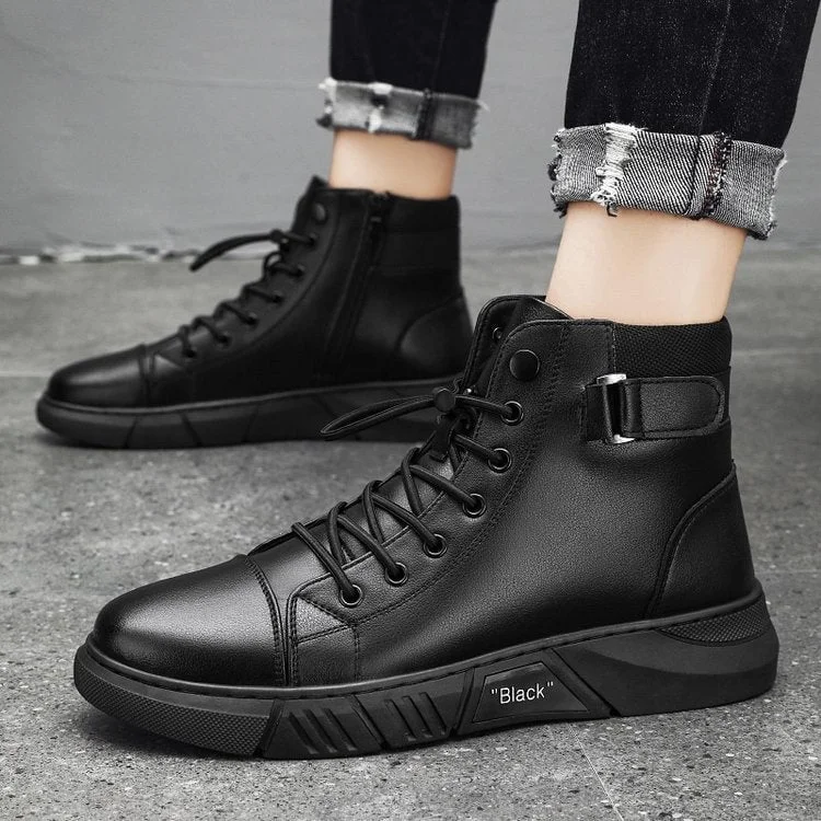 🔥50% Off Today + Buy 2 Free Shipping🔥Men's Black Casual Versatile Genuine Leather Ankle Boots