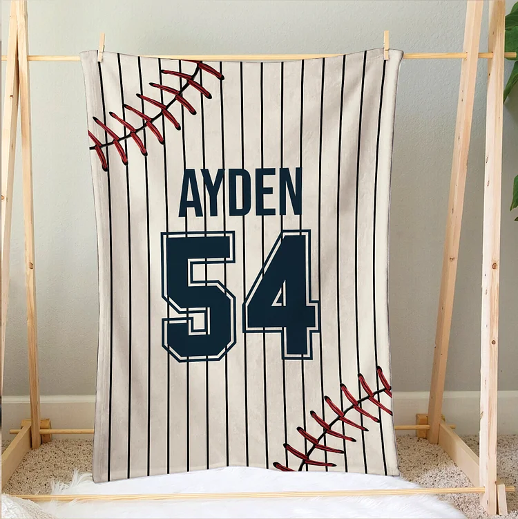 Personalized Baseball Blanket, Baseball Jersey Soft Cozy Blankets | BKKid331