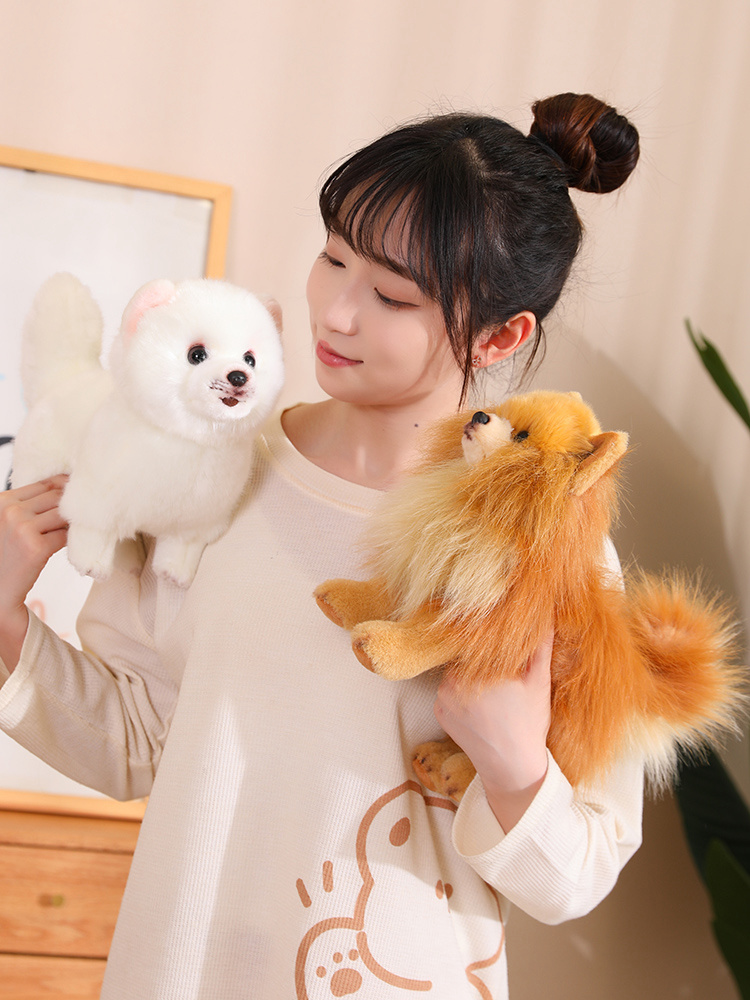 Tegooe Realistic Pomeranian Dog Plush Toy - Soft Stuffed Animal Puppy Doll for Kids
