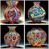 (4er-Pack) Kunstvase - speziell geformtes Diamantgemälde - 30*30cm