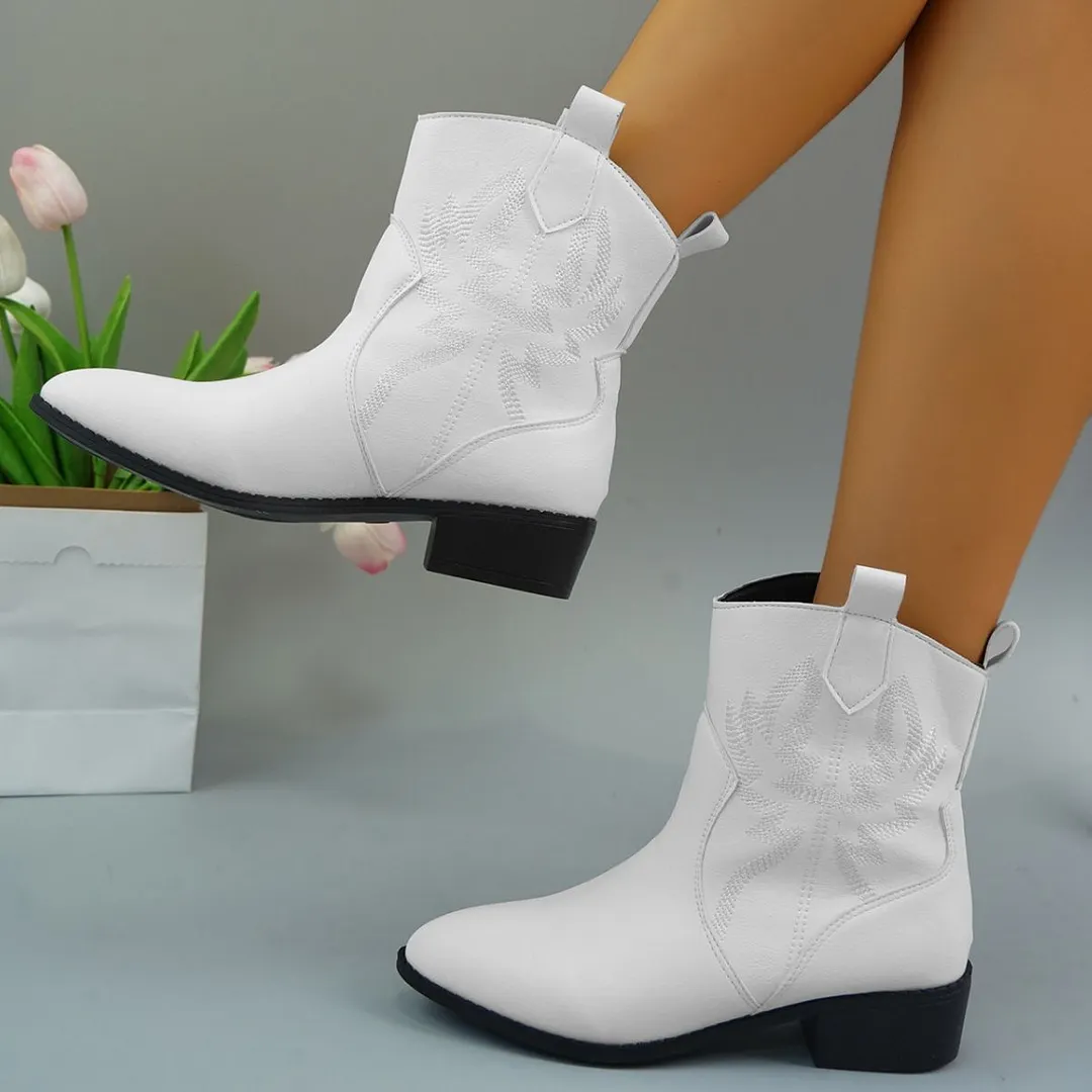 Churchf Churchf Boots National Retro Embroidery Fashion British Ankle Boots 2023 New Wish In Autumn And Winter