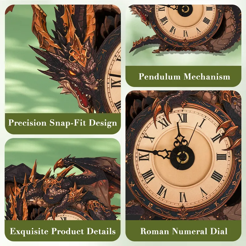 Shadow Dragon Timepiece Wooden Clock Puzzle
