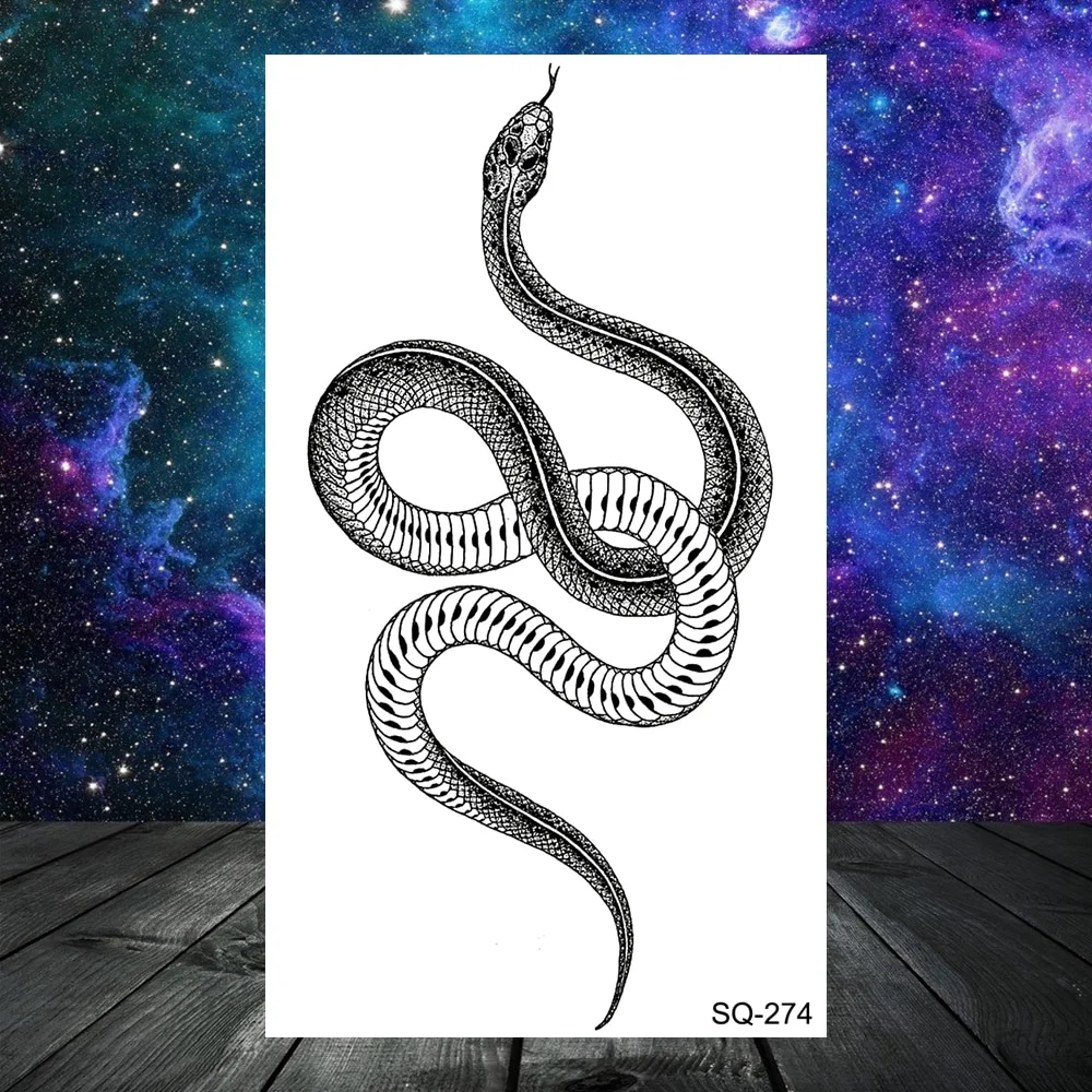 Sdrawing Seahorse Whale Temporary Tattoos For Women Men Cross Anchor Skeleton Thorns Elephant Fake Tattoo Fashion Tatoos Paper