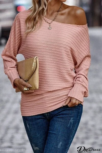 Texture Round Neck Long Sleeve Top
