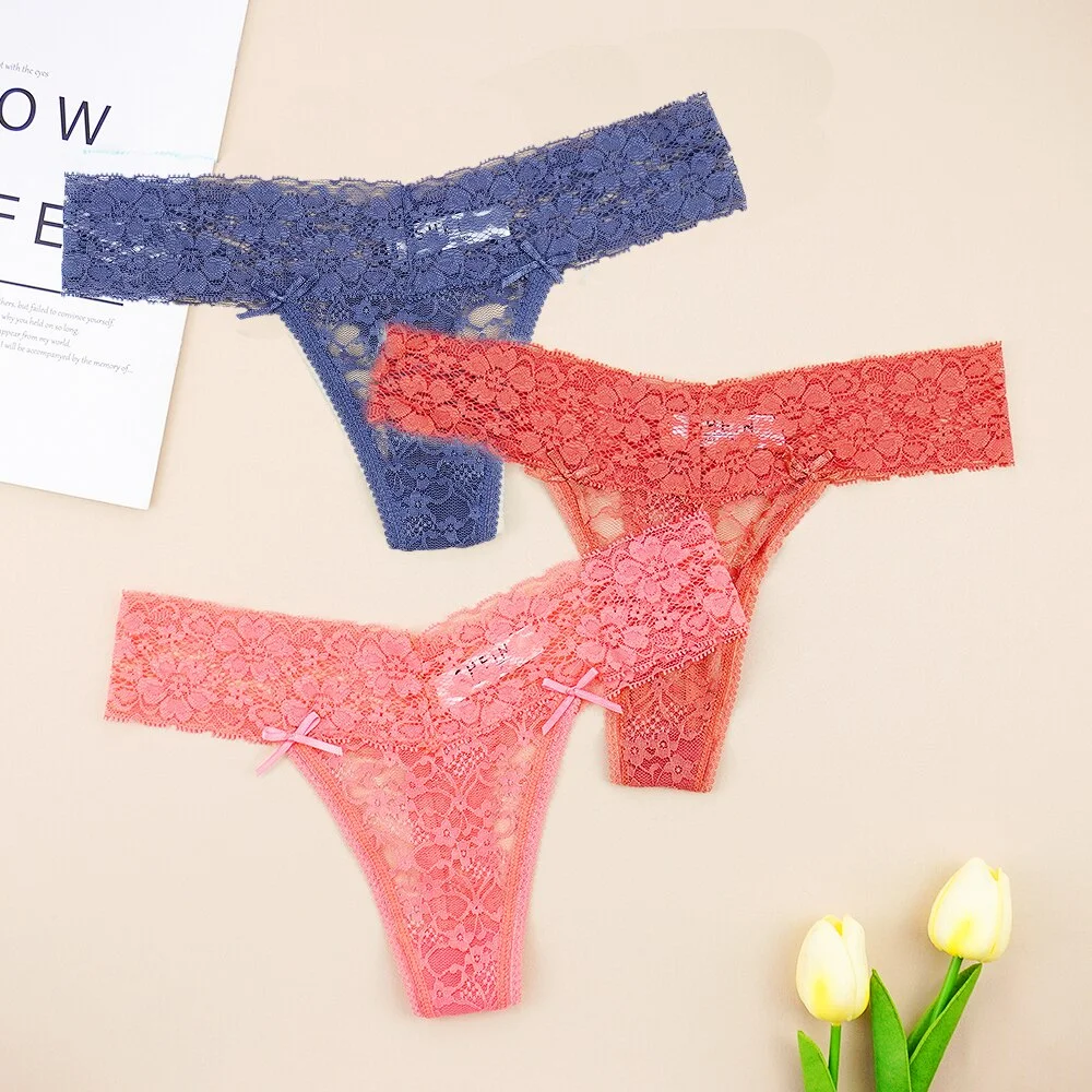 Billionm Sexy Full Lace Panties Women Thongs Hollow Out String Transparent Seamless Underpants Tangas Super Low Waist T-back