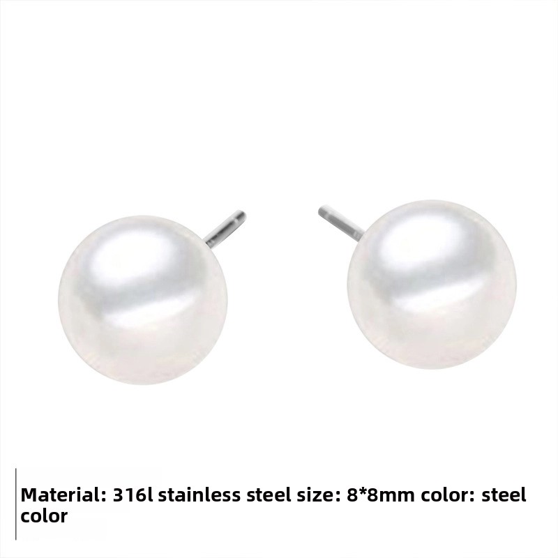 Fashion Geometric Stainless Steel Artificial Pearls 14K Gold Plated Earrings