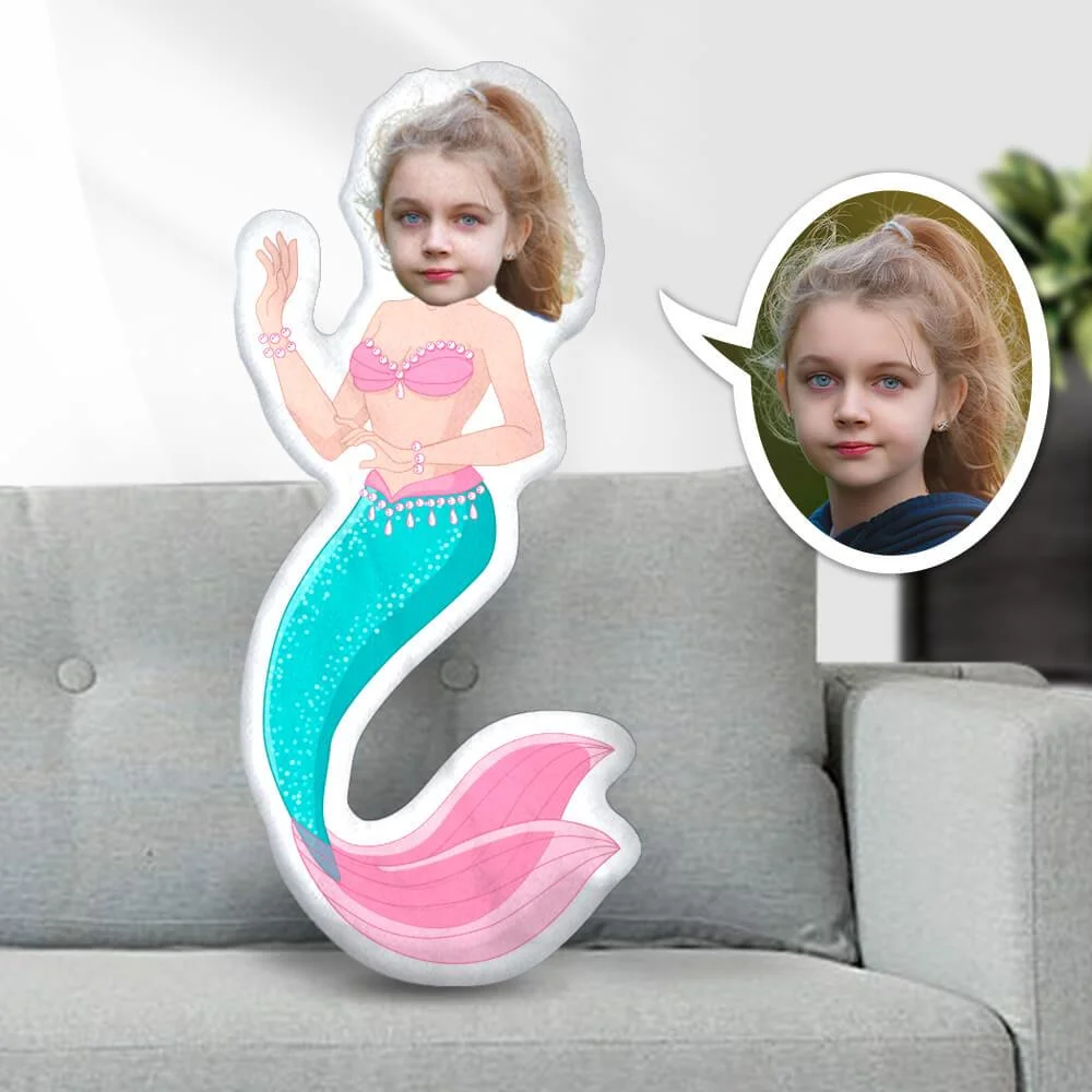Face Pillow Doll Cartoon Pillow, Custom Pillow Face Body Pillow Mixed Mermaid Personalized Photo Pillow Gift Pillow Toy Throw Pillow MiniMe Pillow Dolls and Toys
