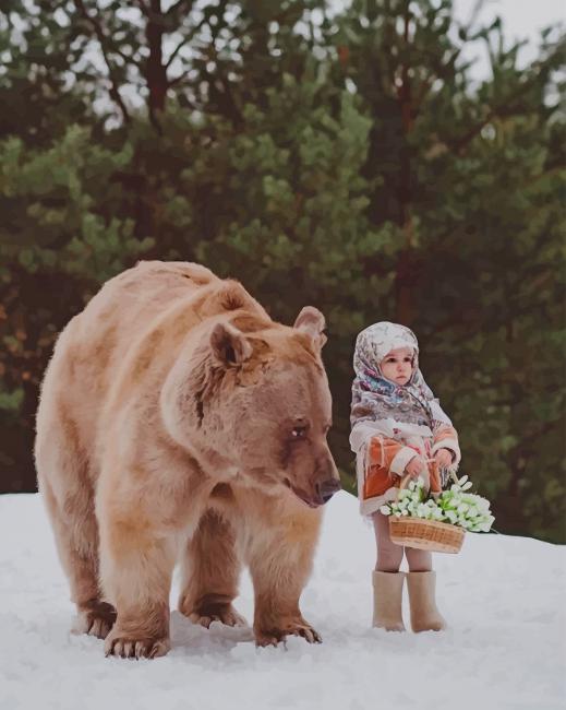 

Beautiful Girl With A Brown Bear – Paint By Numbers - 40*50CM, 501 Original