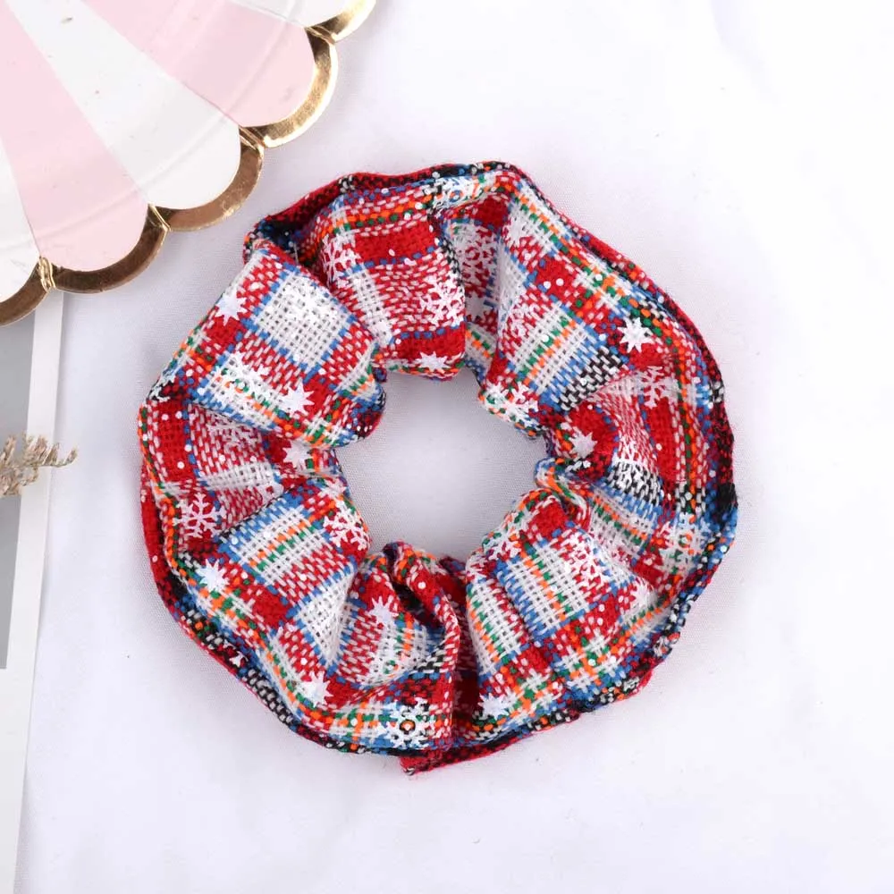 Fashion Elastic Christmas Scrunchie Hair Rubber Bands Accessories Gum Bronzing Hair Rope Ponytail Holder Headdress 077