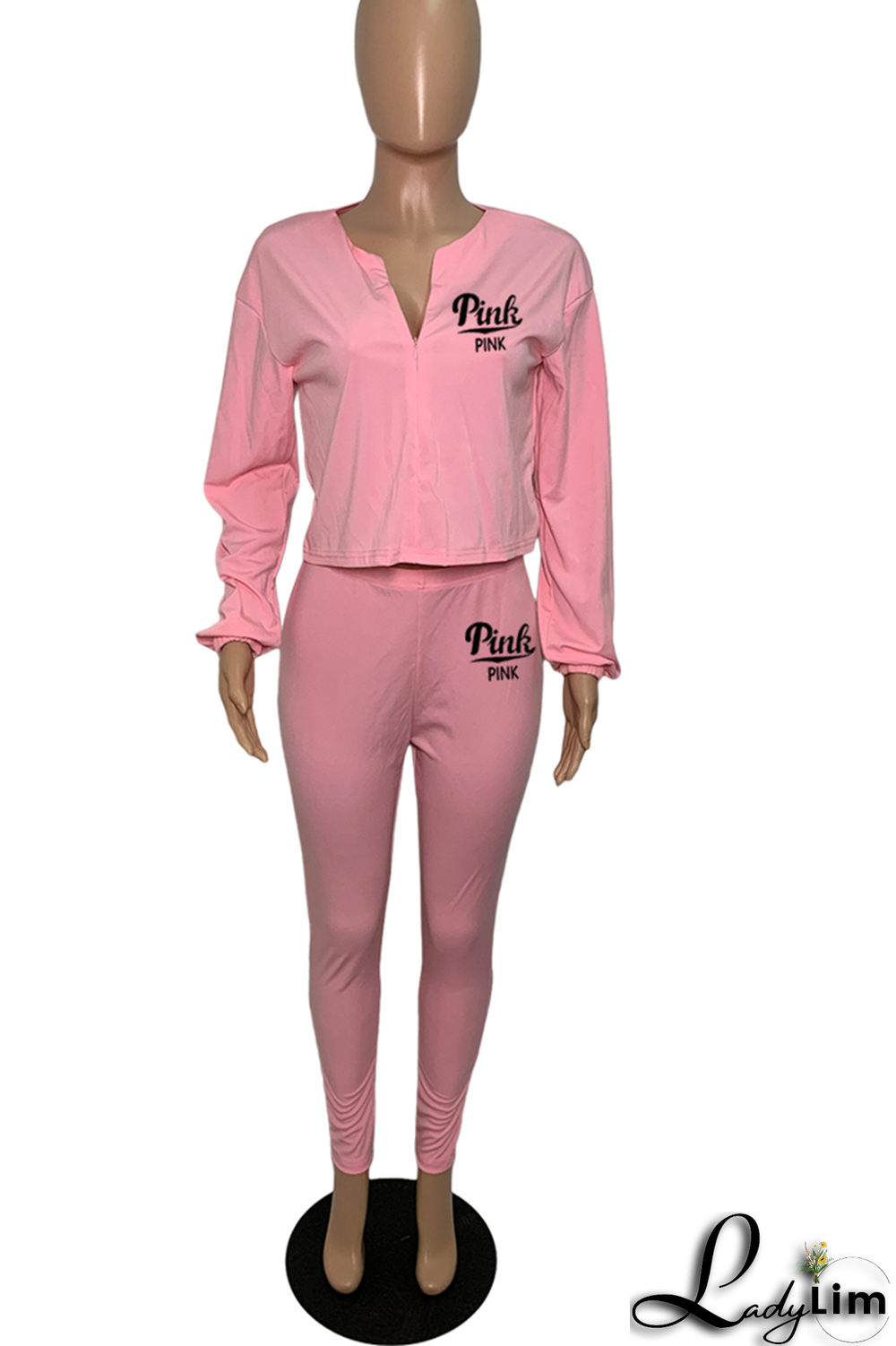 Army Green Fashion Print Patchwork V Neck Long Sleeve Two Pieces