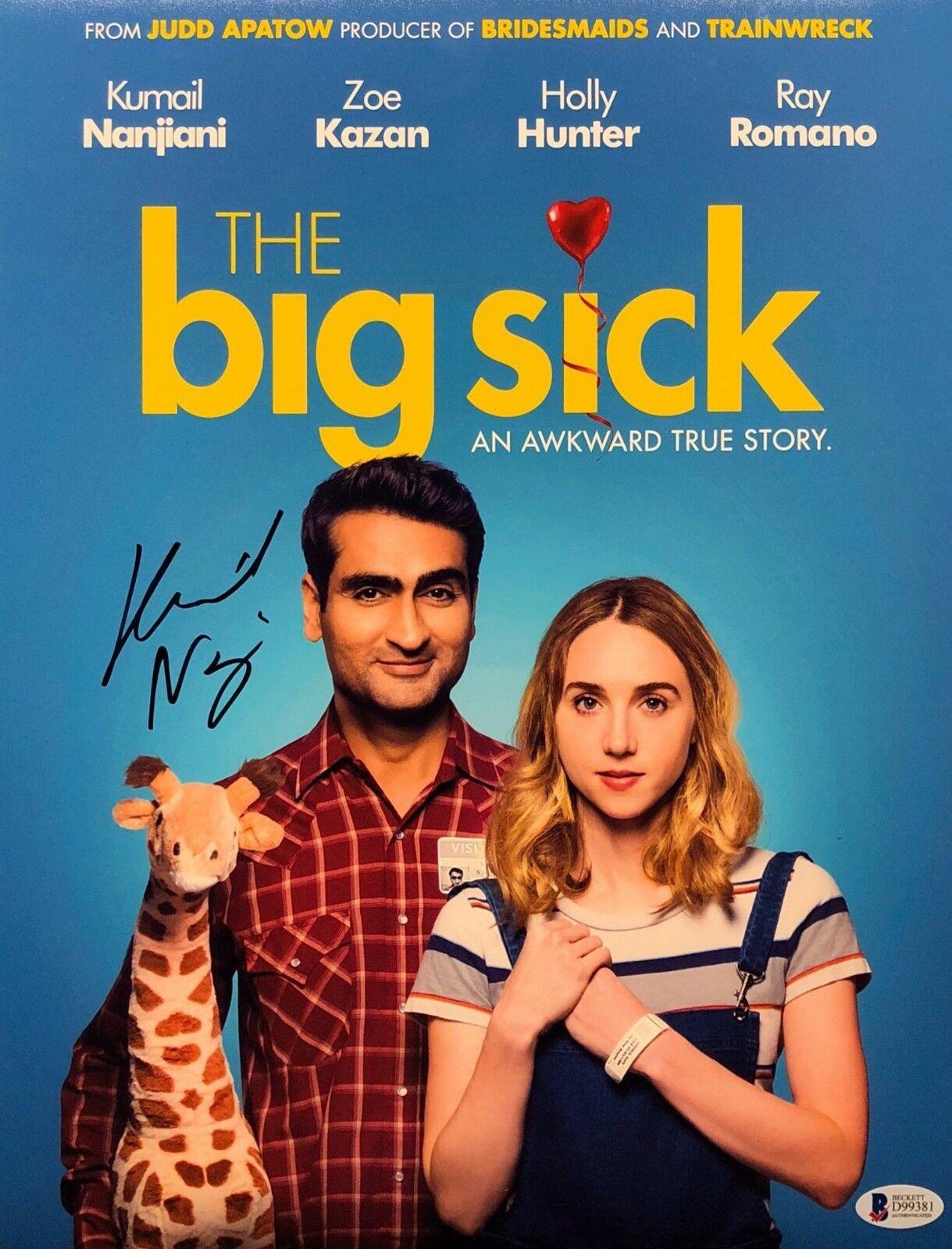 Kumail Nanjiani Signed 'The Big Sick' 11x14 Photo Poster painting Beckett BAS D99381