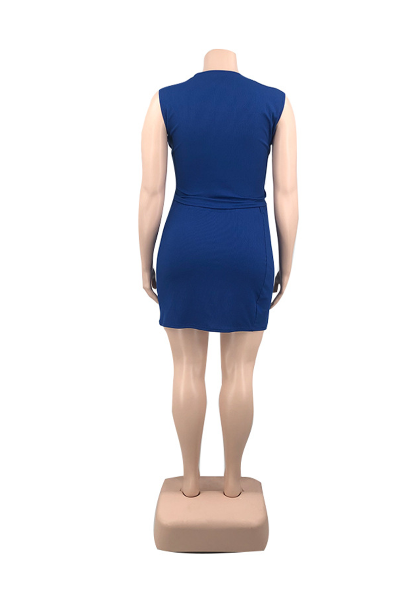 Black Sexy Solid Draw String V Neck Plus Size Two Pieces