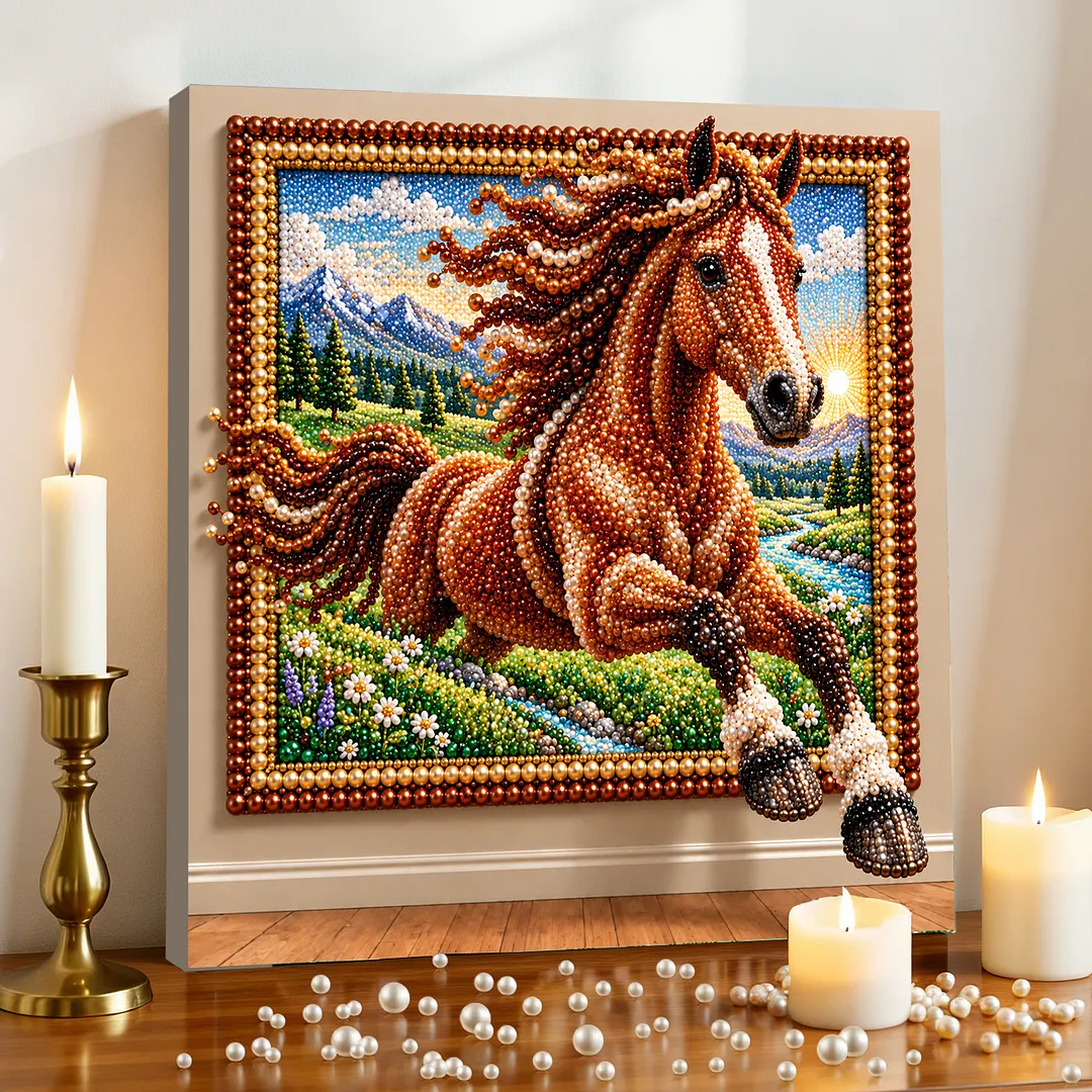Pearl Painting Kit for Adults Horse with Frame 11.81x11.81in