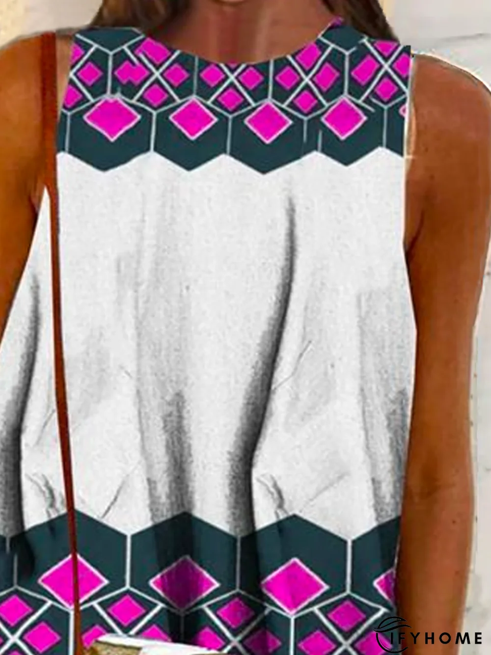 Plus size Casual Sleeveless Geometric Tops | IFYHOME