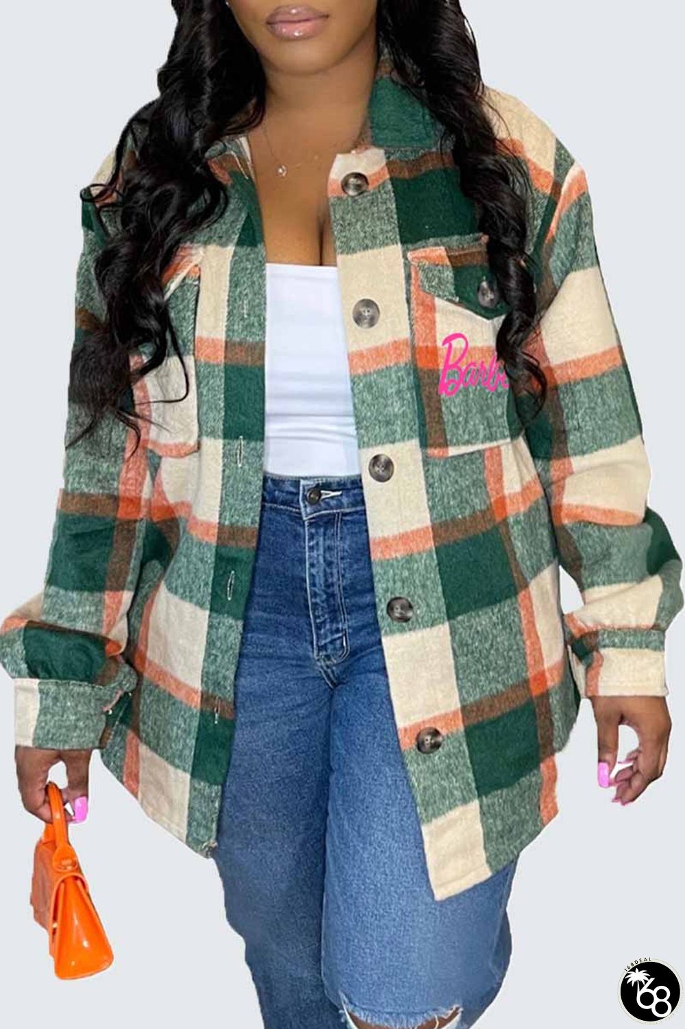 Casual Plaid Print Letter Turndown Collar Tops | 168DEAL