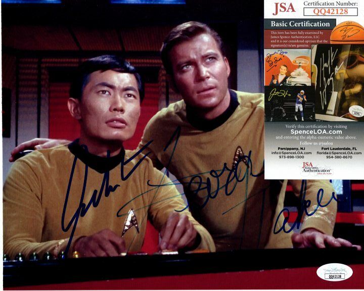 WILLIAM SHATNER and GEORGE TAKEI signed 8x10 STAR TREK Photo Poster painting JSA