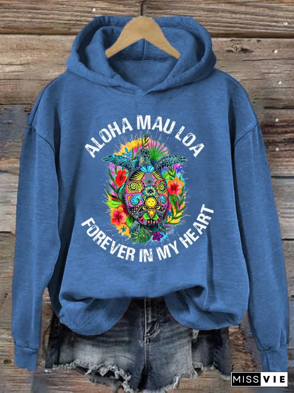 Women's Aloha Mau Loa Lahaina Forever In My Heart Print Hoodie