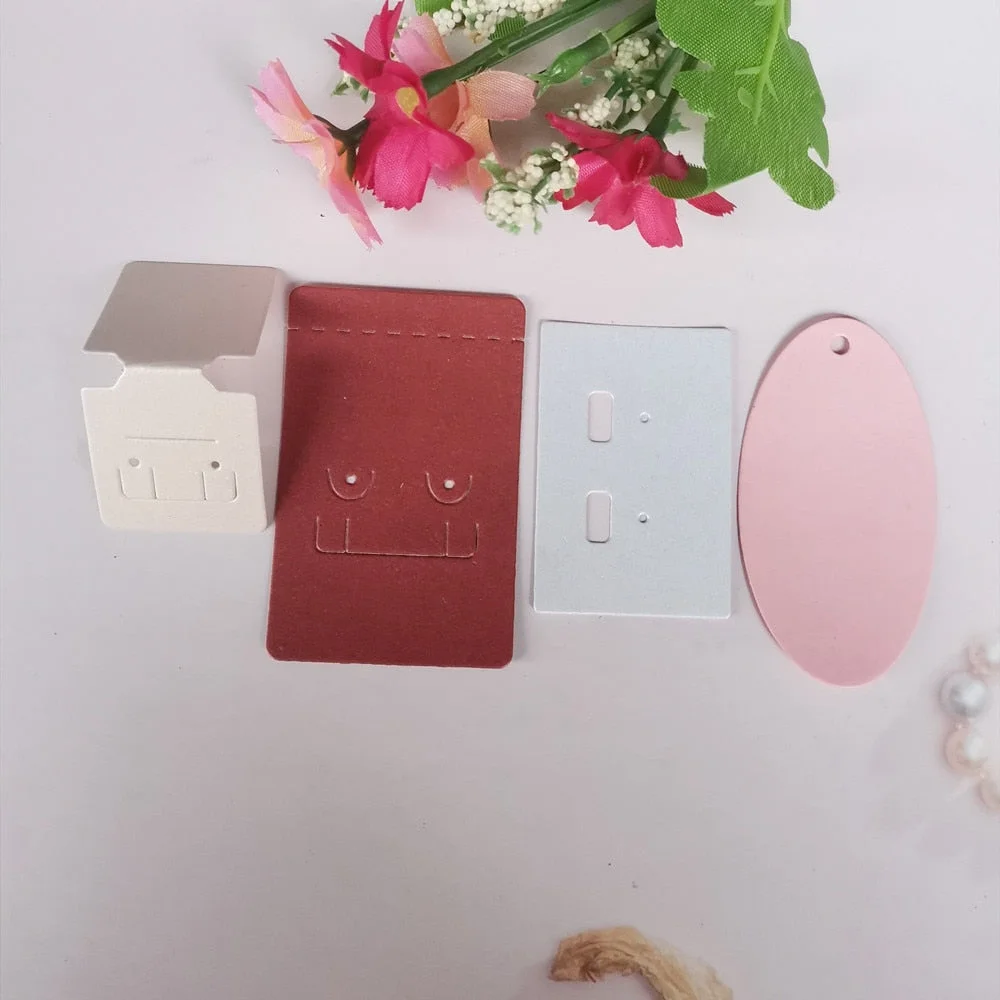 4 Sets Earrings Holder Dies Cutting Metal Scrapbook Stencil Template for DIY Embossing Paper Photo Album Greeting Gift Card