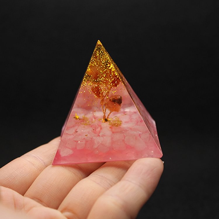 Pink Crystal Tree Of Life Orgone Pyramid