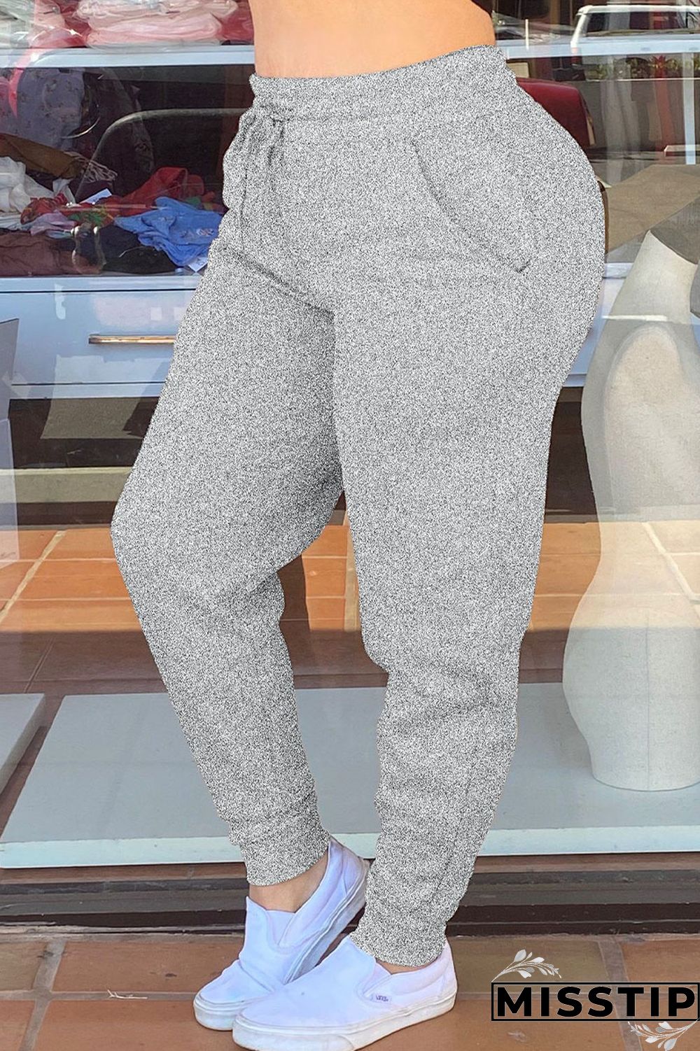 Khaki Street Solid Frenulum Bottoms