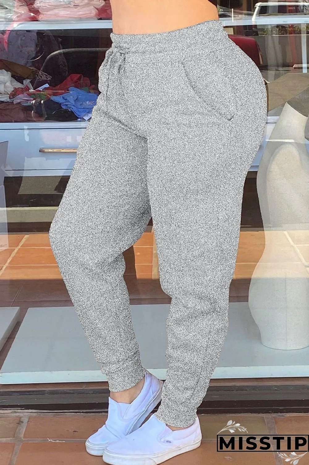 Khaki Street Solid Frenulum Bottoms