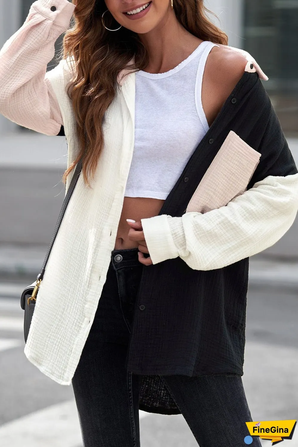 Linen Blend Shirt with Buttons