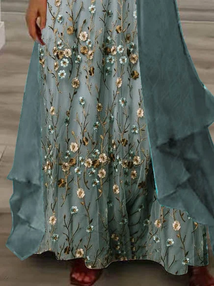 Women Half Sleeve V-neck Solid Color Dress