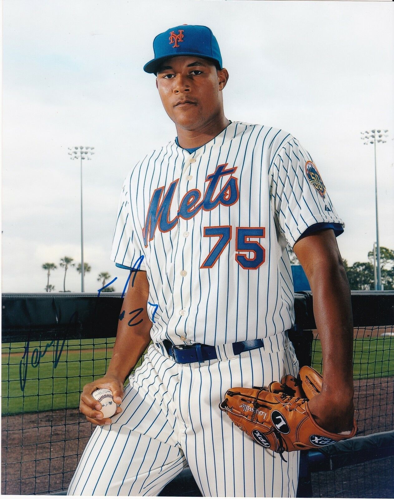 JEURYS FAMILIA NEW YORK METS ACTION SIGNED 8x10