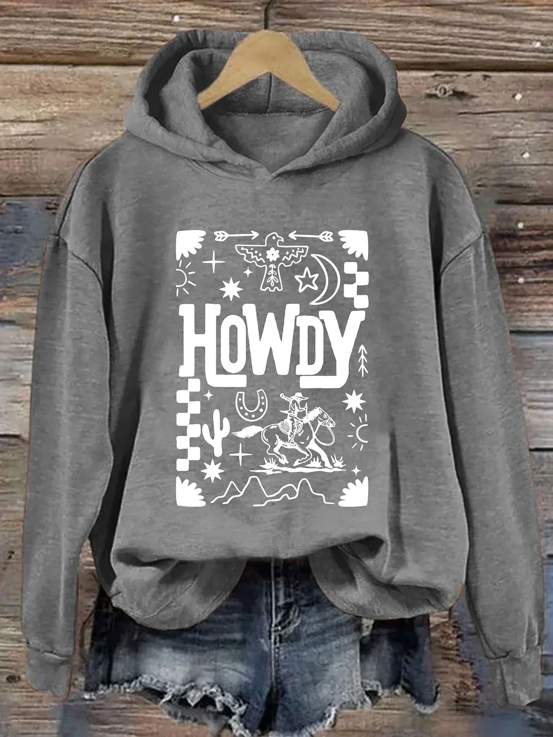 Howdy Cowboy Retro Floral Western Hoodie