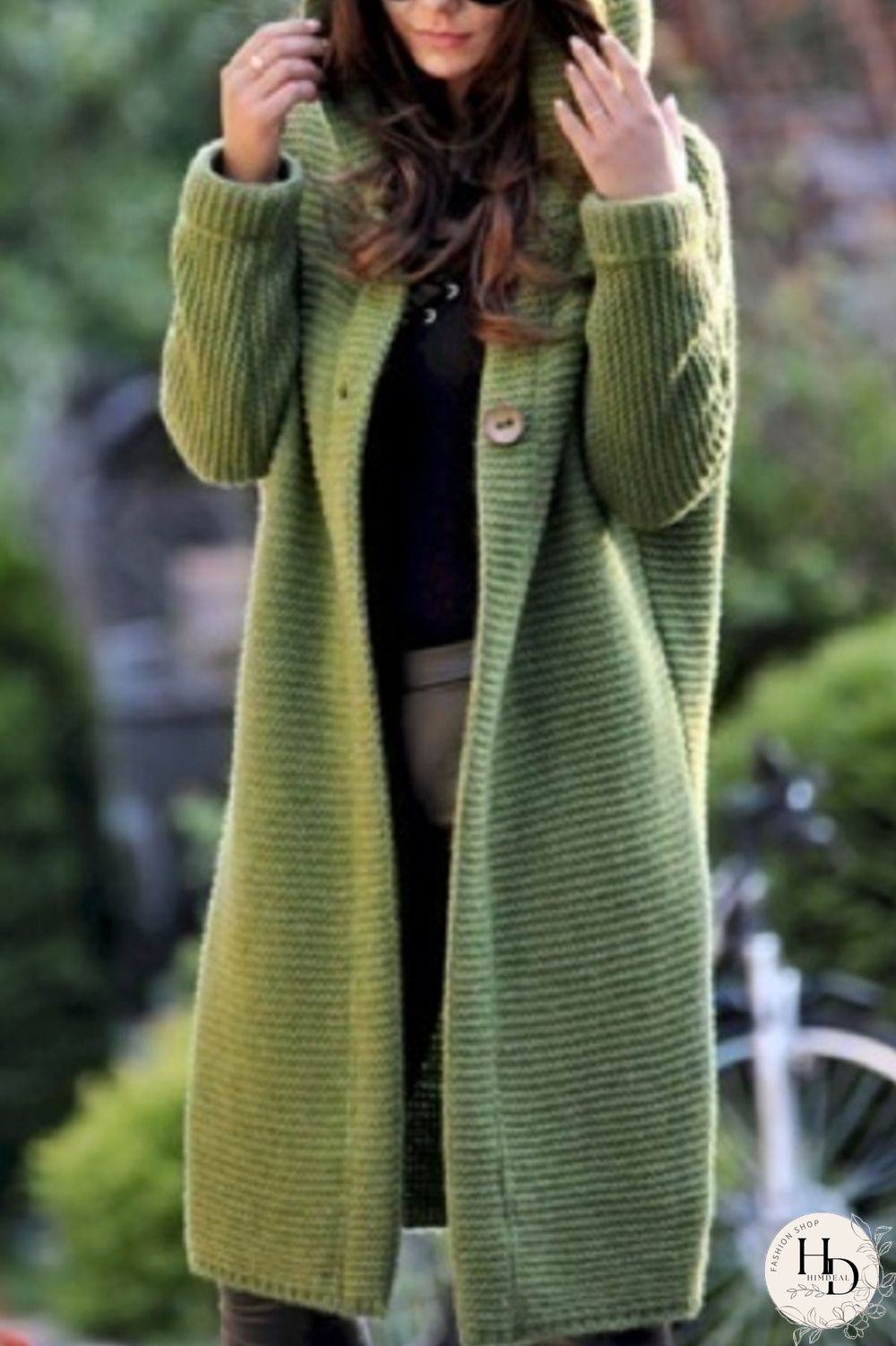 Beige Fashion Cardigan Hooded Long Jacket