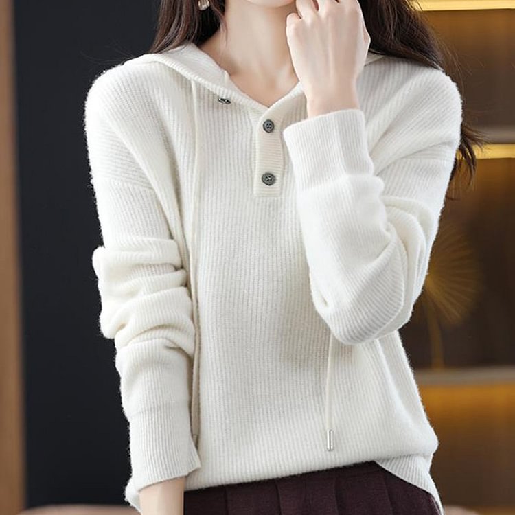 Casual Knitted Drawstring Long Sleeve Sweater QueenFunky