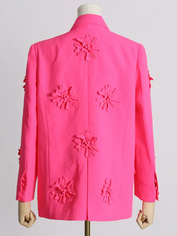 Wild and Free Flowers Printed Button Up Long Sleeve Lapel Blazer