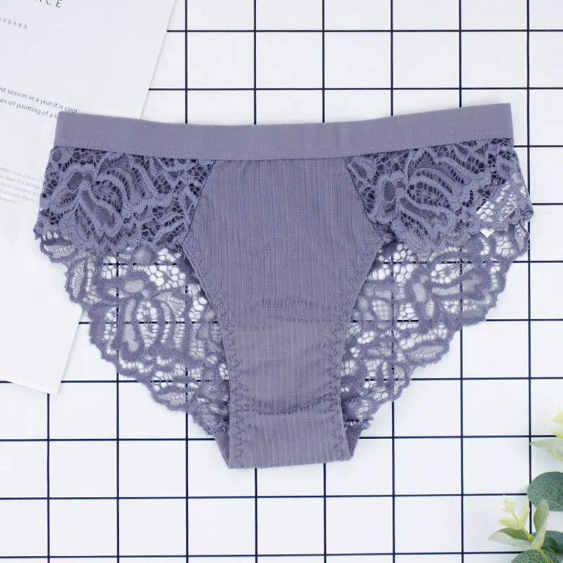 Billionm Fashion Underwear Women Lace Panties Ladies Sexy Seamless Mid Rise Briefs S-XXL Solid Color Panty Female Underwear