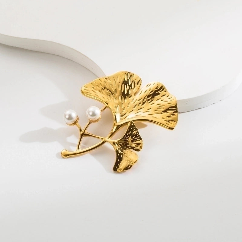 Vintage Style Animal Feather Flower 304 Stainless Steel Polishing Plating Unisex Brooches 1 Piece