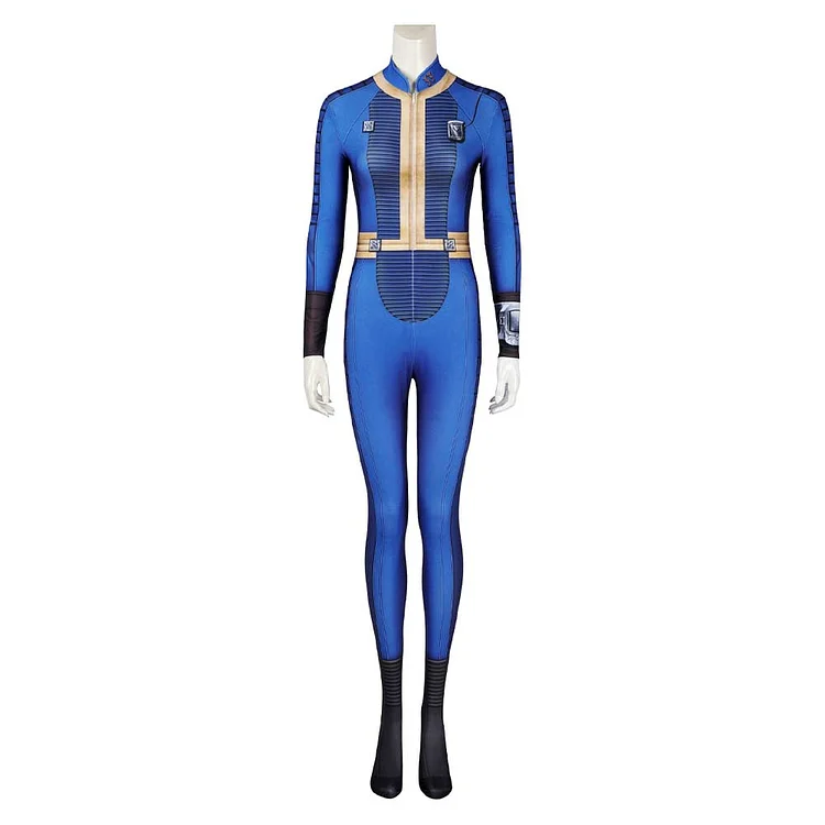 Fallout (2024) Women Printed Vault 33 Dweller Blue Jumpsuit Outfits Cosplay Costume Halloween Carnival Suit