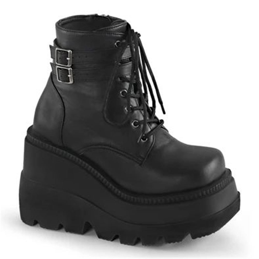 2021 Big sizes 43 Platform High Heels Gothic Style Vampire Freaks Shoes Cosplay Fashion Spring Autumn Wedges Ankle Boots Women 924
