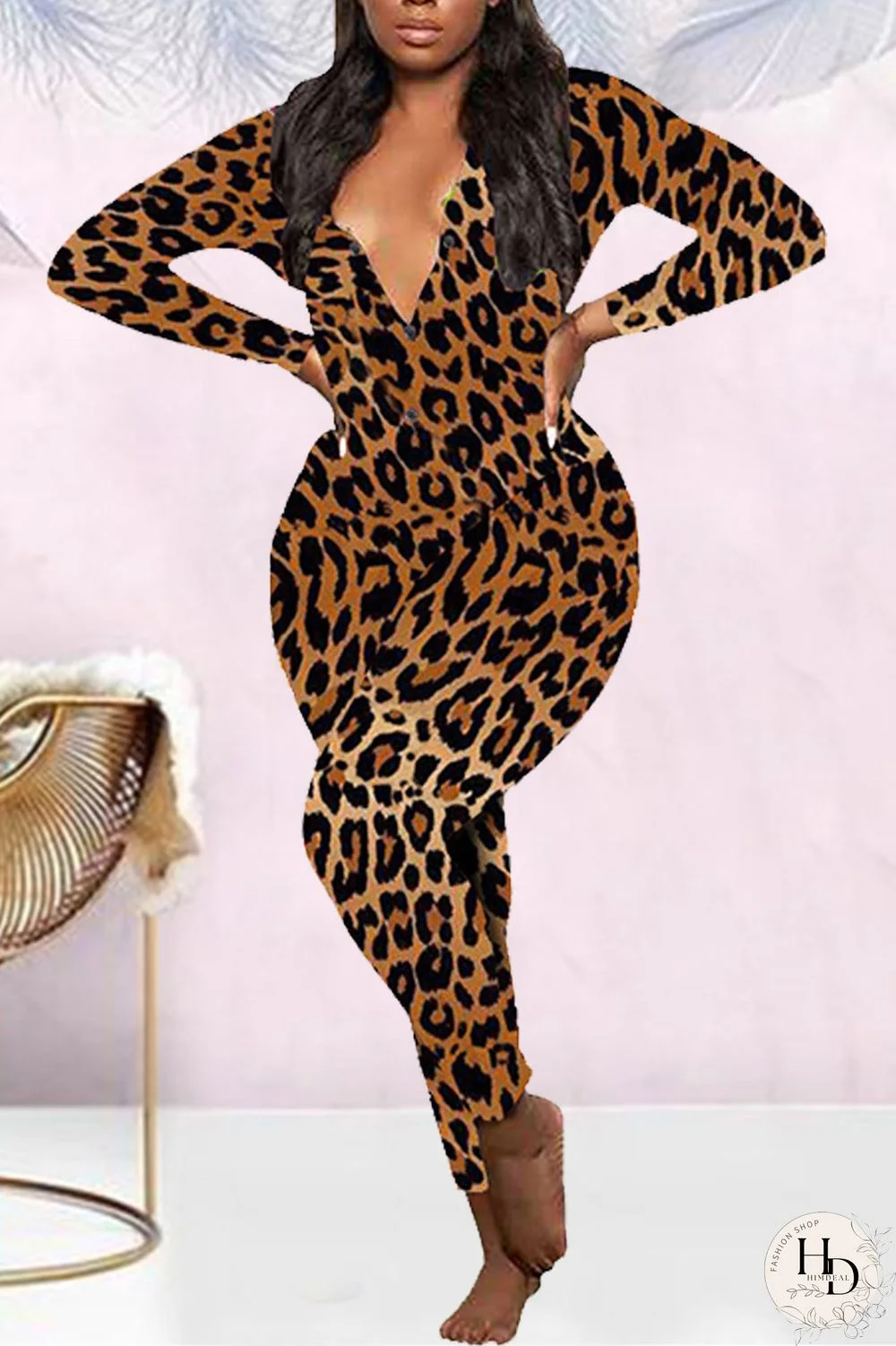 Multicolor Casual Living Print Basic V Neck Regular Jumpsuits