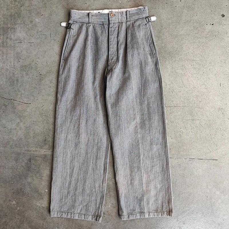 Men's Vintage French Stripe Cotton Trousers