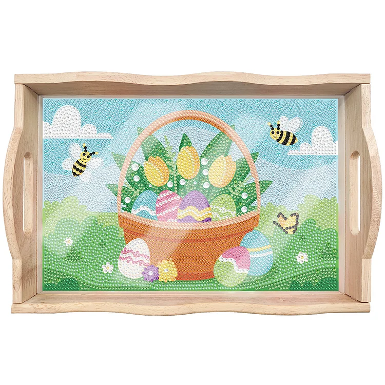 Easter Bunny Diamond Painting Nesting Food Trays with Handle for Serving Food