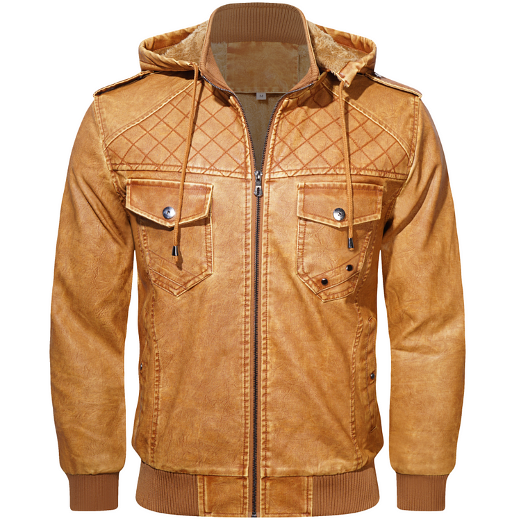 Mocha Maverick Leather Bomber Jacket