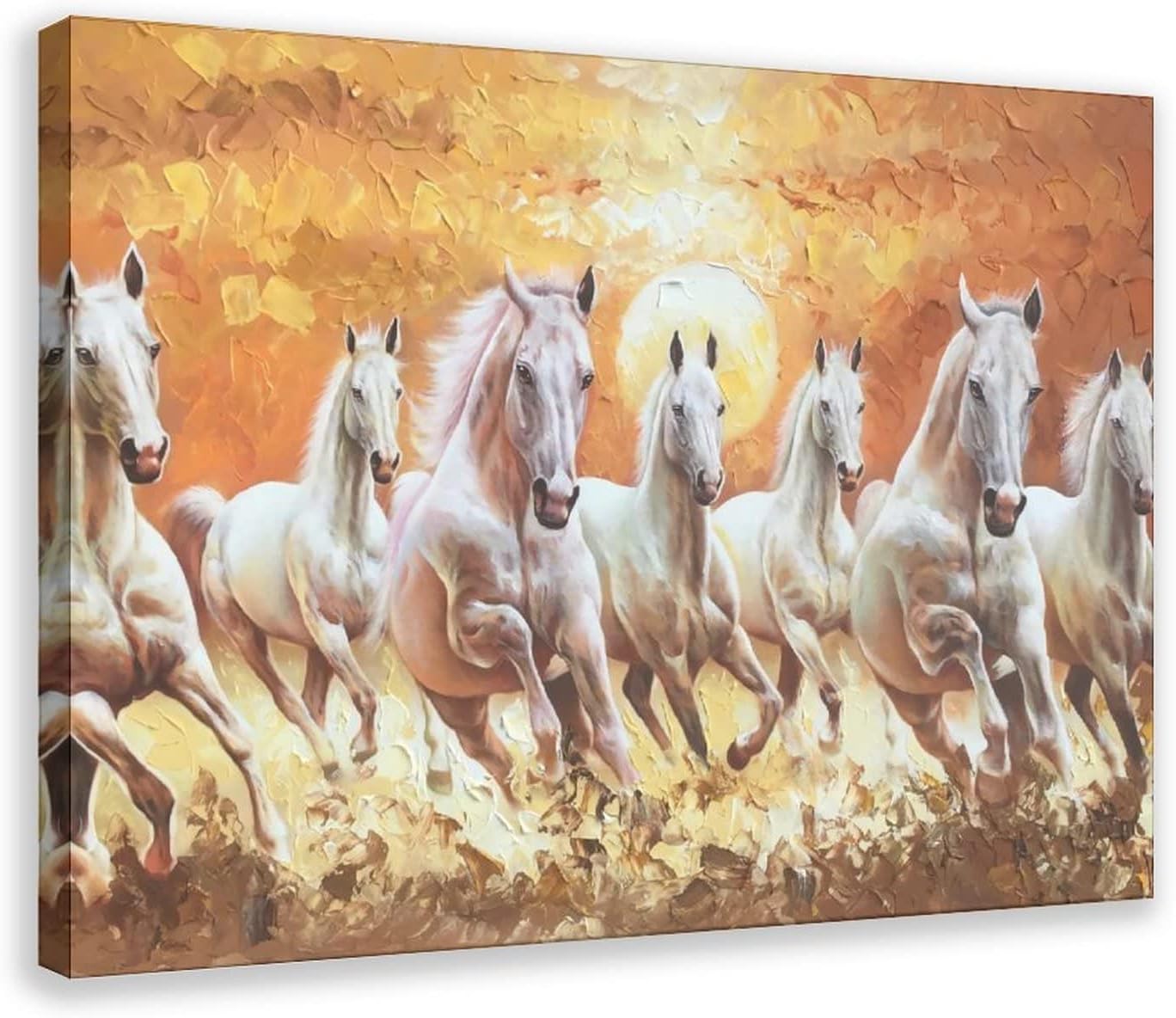 Seven Lucky Running Wild Horses Wall Art Animal Canvas Poster Wall Art Decor Print Picture Paintings for Living Room Bedroom Decoration Frame-style 12x18inch(30x45cm) Frame-style12x18inch(30x45cm)