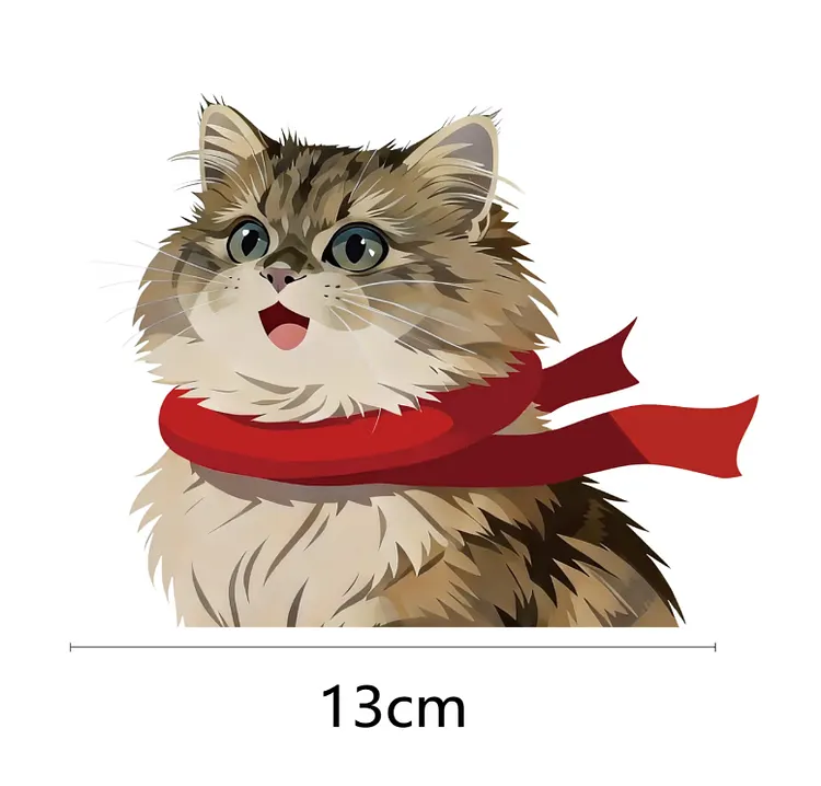 Long-Haired Brown & Black Tabby Cat Car Window Static Sticker