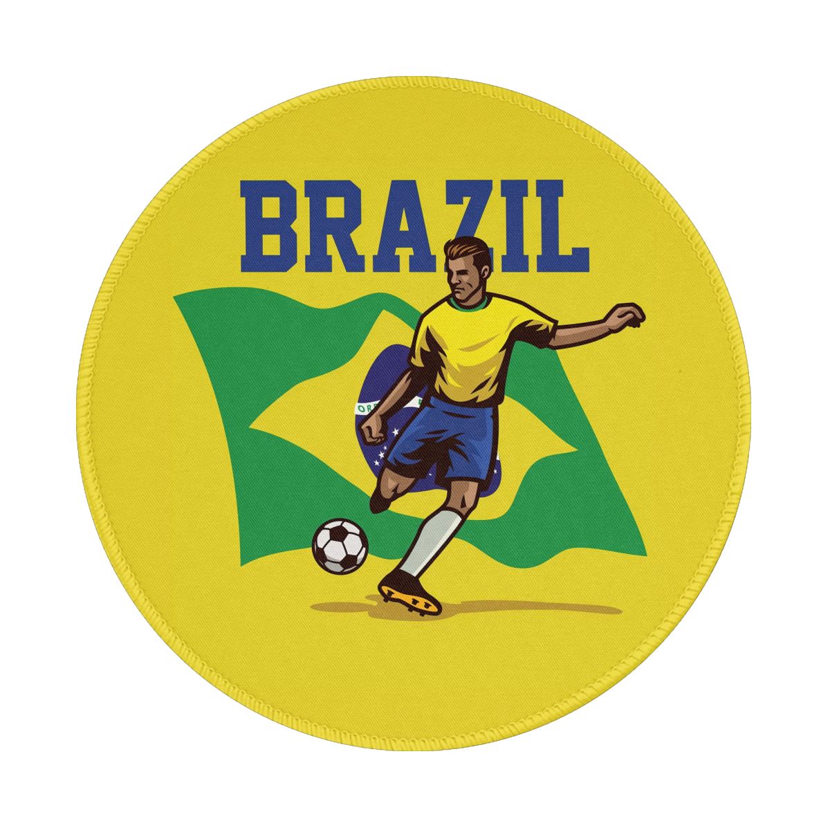 Brazil Soccer Player Round Non-Slip Thick Rubber Modern Gaming Mousepad