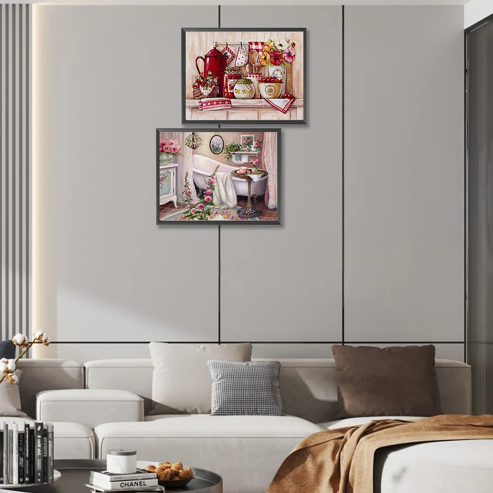 2pcs Diamond Painting - Full Round Drill - Home(Canvas|40*30cm)