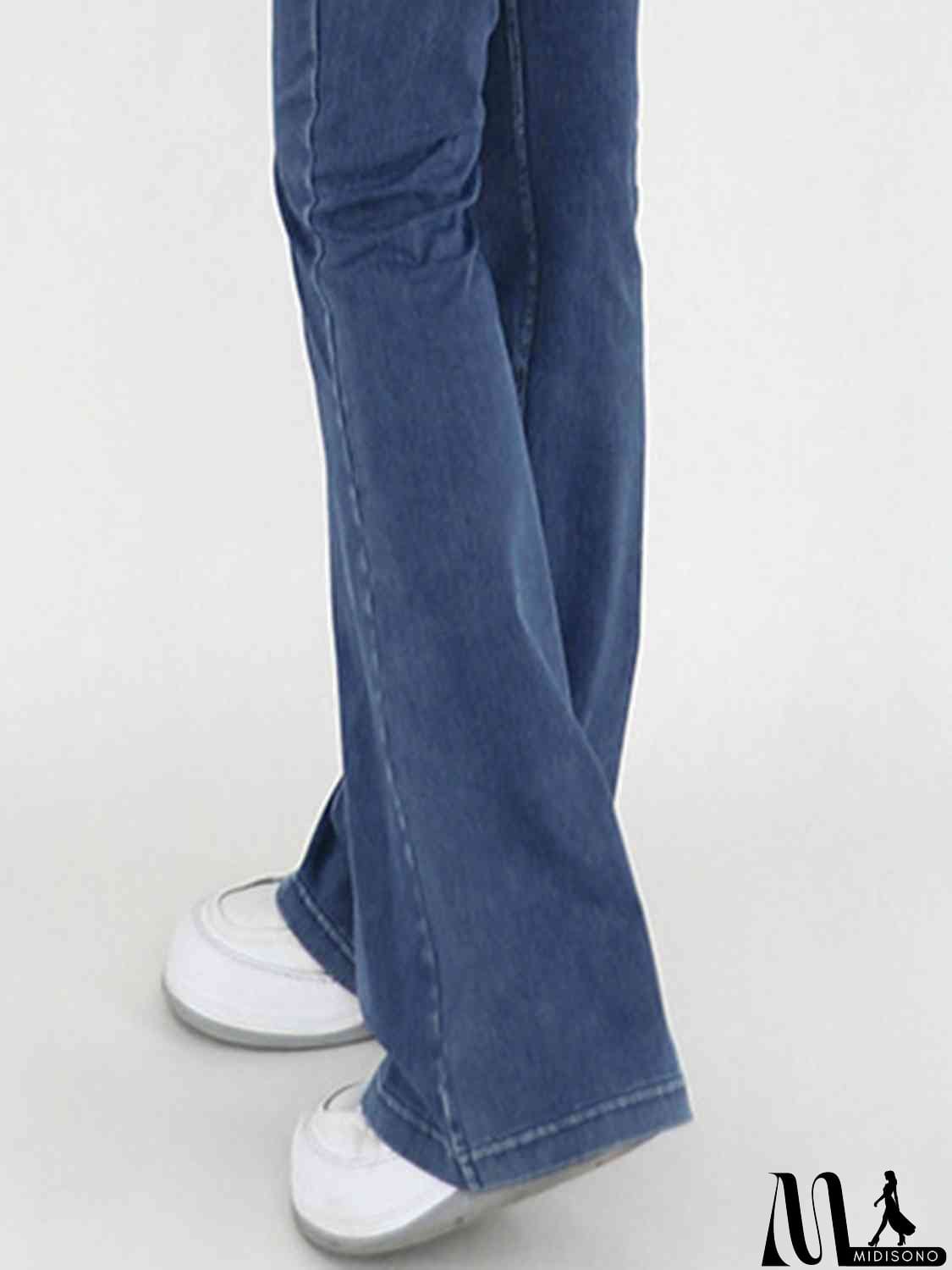 MidiSono - Wide Waistband Bootcut Jeans with Pockets