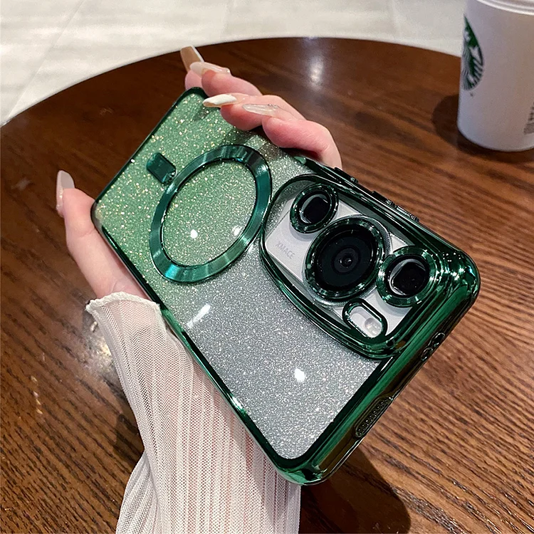 Luxury Glitter Magnetic Clear Camera Protection Phone Case For Huawei P60 Art Mate 60 Pro P50 P40 P30 Mate 50 40 30 Soft Cover