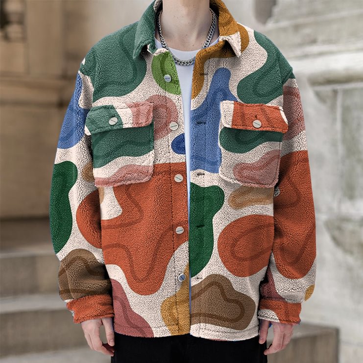 Tide brand polar fleece contrast print retro jacket