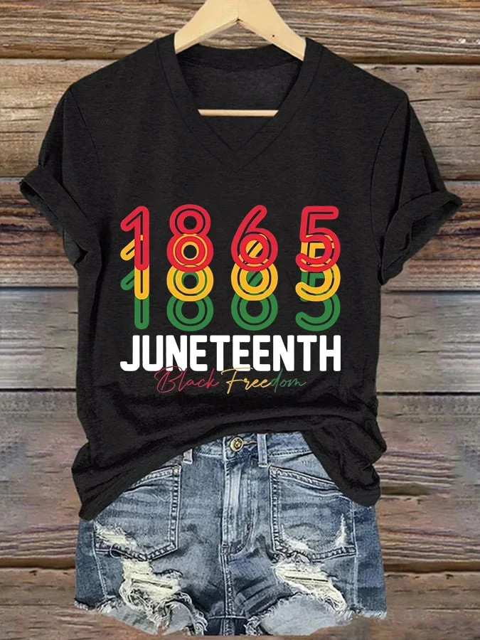 Women'S Casual 1865 Black Freedom Juneteenth Print Short Sleeve T-Shirt 