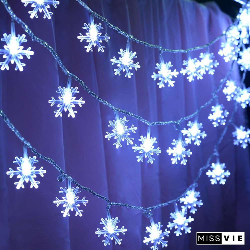 Battery Operated Snowflake Fairy String Lights For Indoor Outdoor Home Bedroom Patio Room