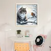 Winter Cat And Bird-11CT Stamped Cross Stitch 40*40cm/15.75*15.75in tapestrymarket